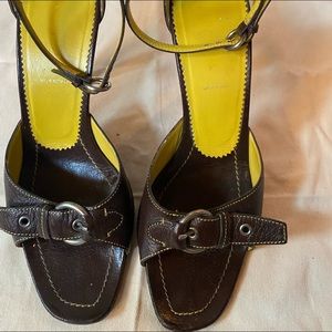 Prada Stiletto Brown Leather Strappy Heels S 8.5